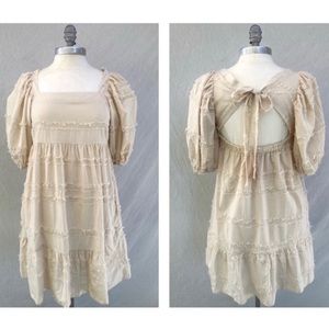 Cream Puff Sleeve Cut out back Mini Dress